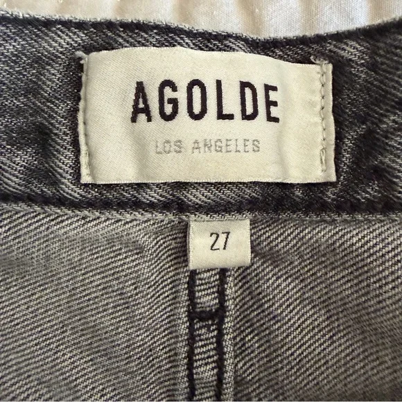 AGOLDE 90s Pinch Waist Cropped High Rise Straight Leg Jeans Washed Black Size 27 - Picture 3 of 11